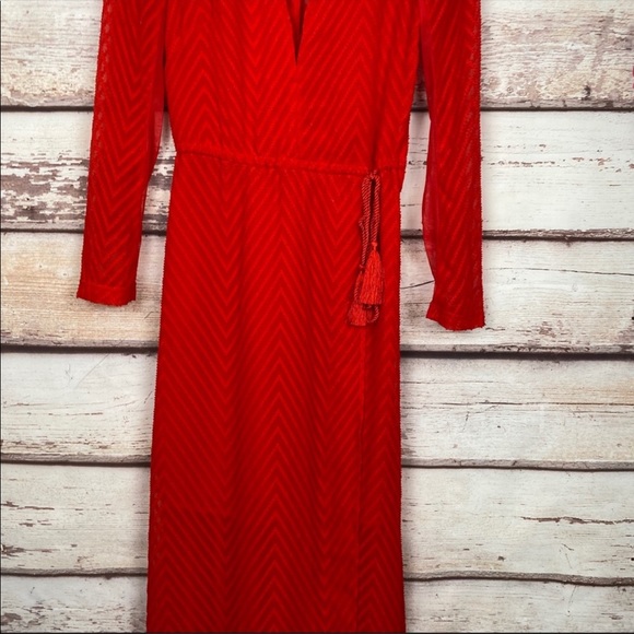 H&M Katy Perry holiday Red Chiffon Maxi Dress - Picture 8 of 16